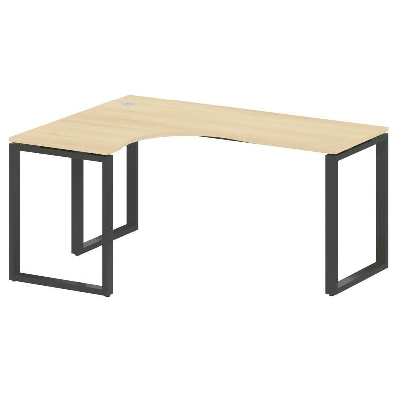 Metal System Стол криволинейный левый на О-образном м/к БО.СА-4 (L) Акация Лорка/Металл Антрацит 160