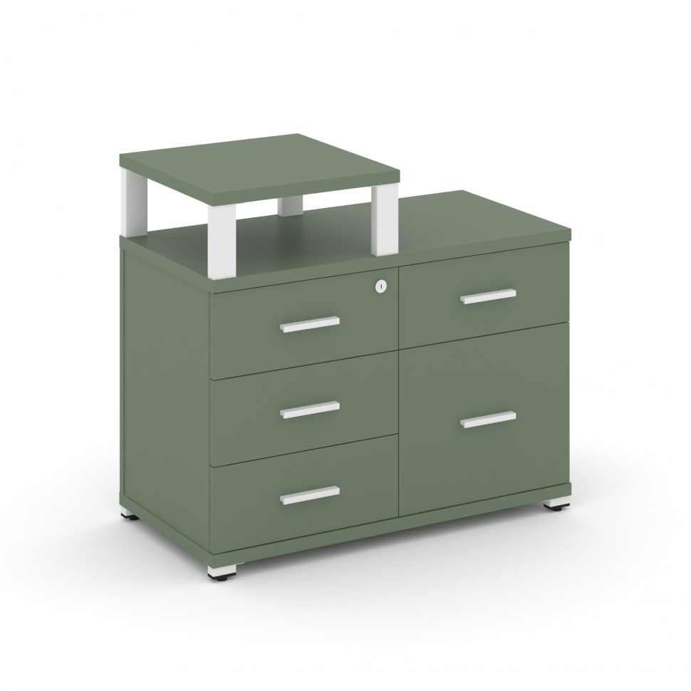 Concept Тумба приставная широкая 4 ящ.+1 распаш. фасад с надставкой узкой CN.TSP-011 W Кобо/Металл Б Concept Тумба приставная широкая 4 ящ.+1 распаш. фасад с надставкой узкой CN.TSP-011 W Кобо/Металл Б