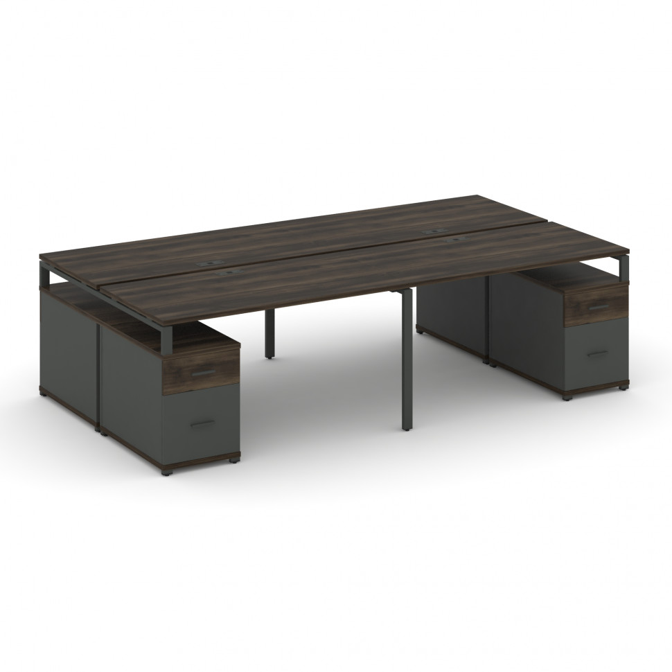Concept Рабочая станция 4 места с 2 двухсторонними опорными тумбами CN.DRS-332 A Дуб Мали/Антрацит/М Concept Рабочая станция 4 места с 2 двухсторонними опорными тумбами CN.DRS-332 A Дуб Мали/Антрацит/М