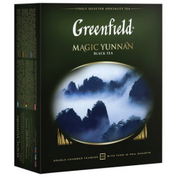 Чай GREENFIELD (Гринфилд) "Magic Yunnan" ("Волшебный Юньнань"), черный, 100 пакетиков в конвертах по 2 г, 0583-09