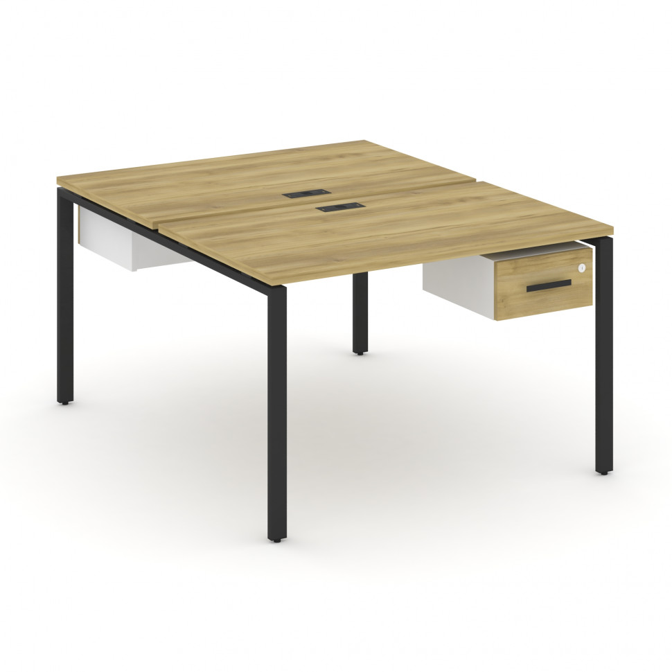 Concept Рабочая станция 2 сторонняя с подвесными тумбами на 2 места CN.DRS-110 B Дуб Винченцо/Белый