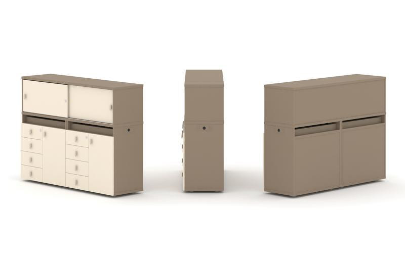 Estetica Набор №4. Тумба двойная+низкая надставка ES.NB.2N-4 Латте/Сатин 1500*410*1135