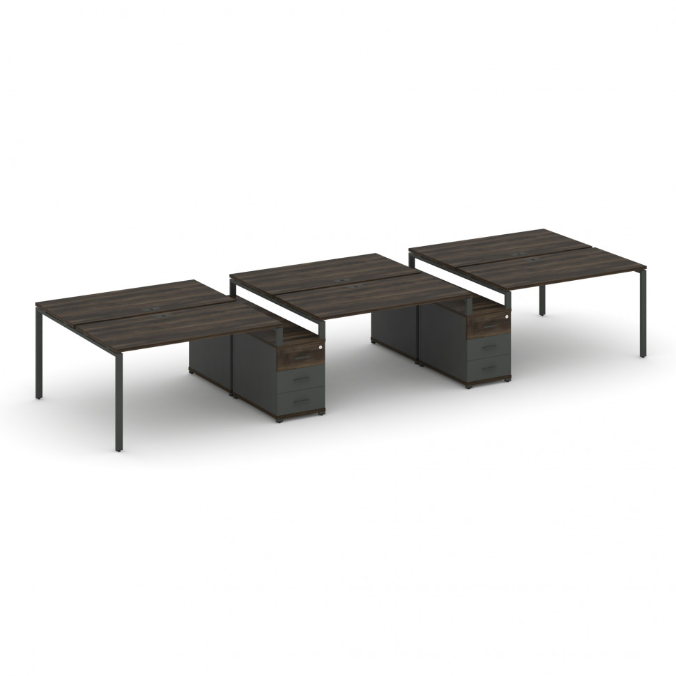 Concept Рабочая станция 6 мест с 2 двухсторонними опорными тумбами CN.DRS-334 A Дуб Мали/Антрацит/Ме Concept Рабочая станция 6 мест с 2 двухсторонними опорными тумбами CN.DRS-334 A Дуб Мали/Антрацит/Ме