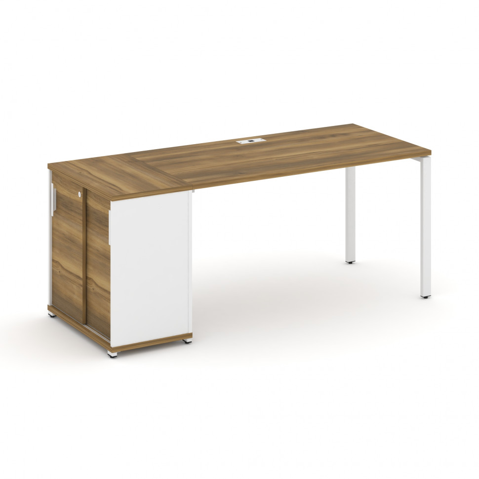 Concept Стол рабочий с опорным шкафом-купе CN.SP-235 W Сандал Янтарный/Белый Бриллиант/Металл Белый