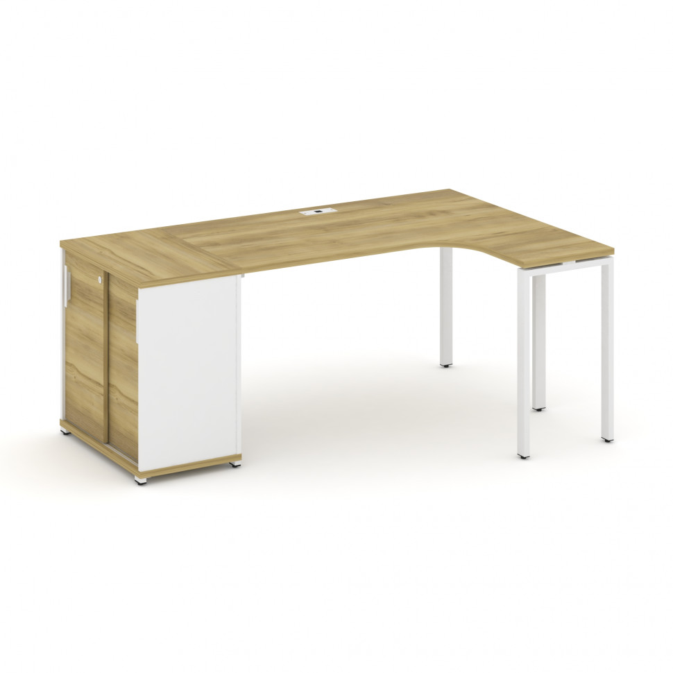 Concept Стол эргономичный с опорным шкафом-купе CN.SA-217(R) W Дуб Винченцо/Белый Бриллиант/Металл Concept Стол эргономичный с опорным шкафом-купе CN.SA-217(R) W Дуб Винченцо/Белый Бриллиант/Металл