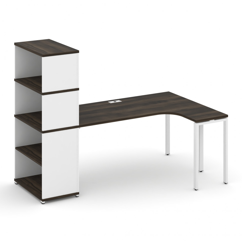 Concept Стол эргономичный с опорным стеллажом с надставкой выс. CN.SA-208(R) Дуб Мали/Белый Бриллиан