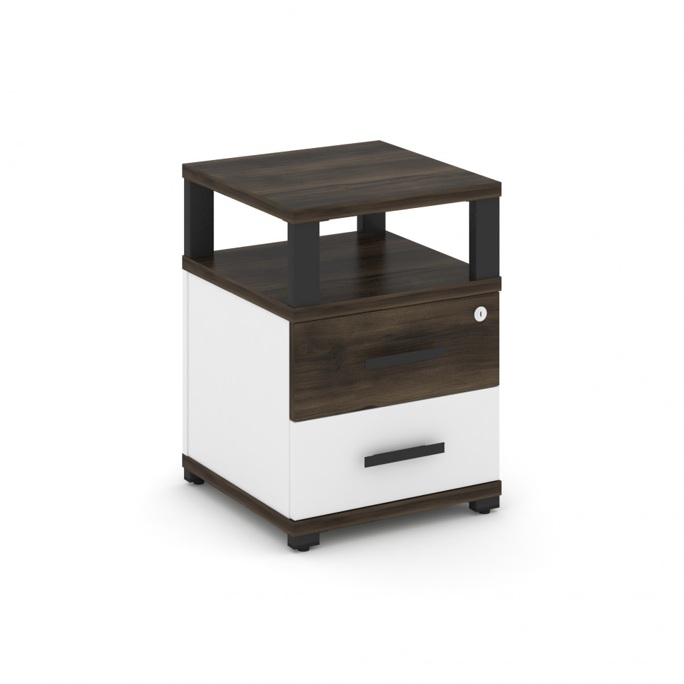 Concept Тумба приставная 2 ящ. с надставкой CN.TUP-002 B Дуб Мали/Белый Бриллиант/Металл Черный 420* Concept Тумба приставная 2 ящ. с надставкой CN.TUP-002 B Дуб Мали/Белый Бриллиант/Металл Черный 420*