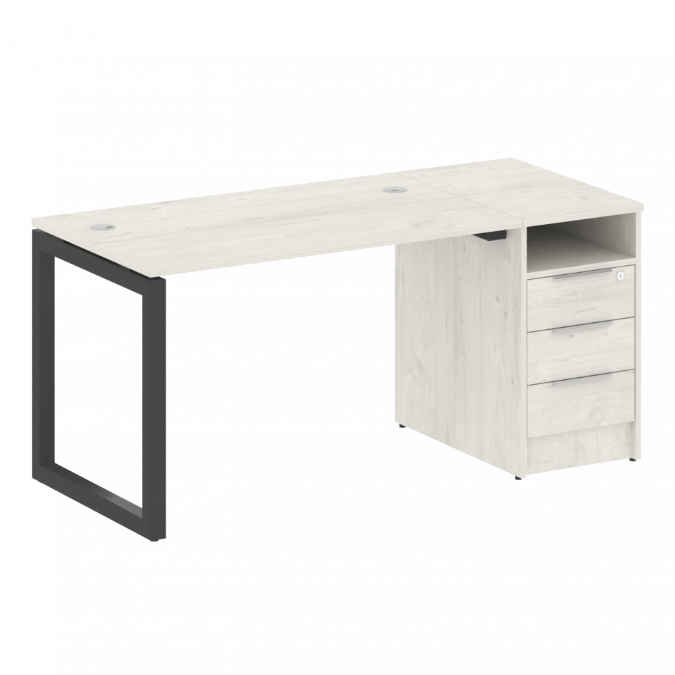 Metal System Quattro Рабочая станция с тумбой на О-образном м/к 50БО.РС-СТП-1.2 Дуб Наварра/Металл А