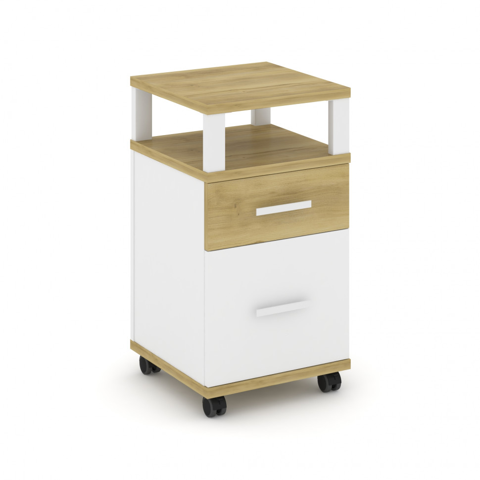 Concept Тумба мобильная 1 ящ.+1 распаш. фасад с надставкой CN.TUM-010 W Дуб Винченцо/Белый Бриллиант