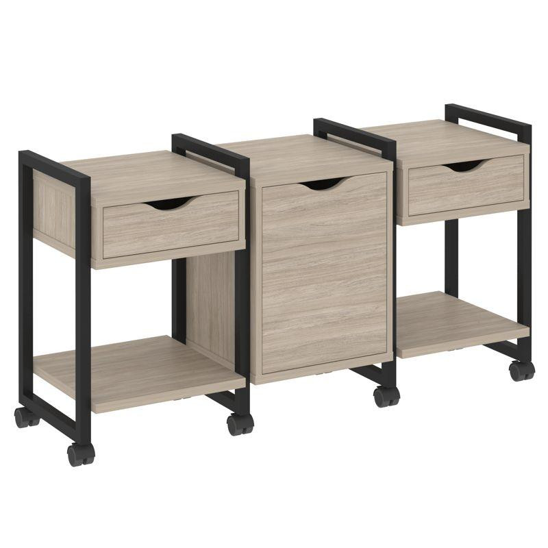 Loft Тумба на колесных опорах VR.L-TN-6.K Дуб Аттик/Металл Черный 1440*460*767