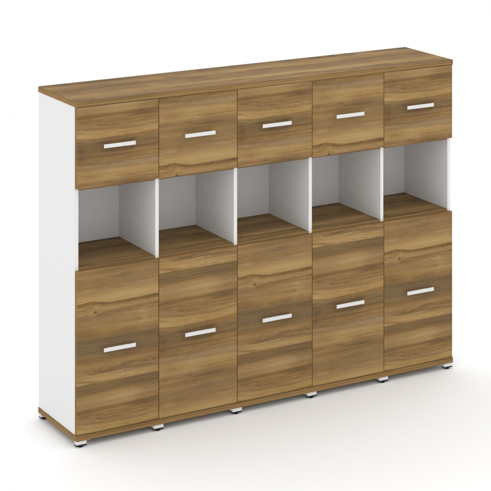 Concept Шкаф 5 узких секций, 4 ниши CN.STU-455 W Сандал Янтарный/Белый Бриллиант/Металл Белый 2084*4