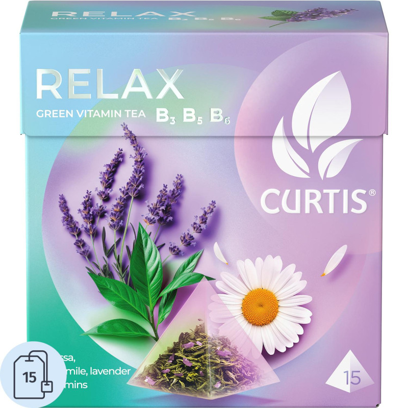 Чай Curtis зеленый Relax,ароматизированный,средний лист, 15шт/уп