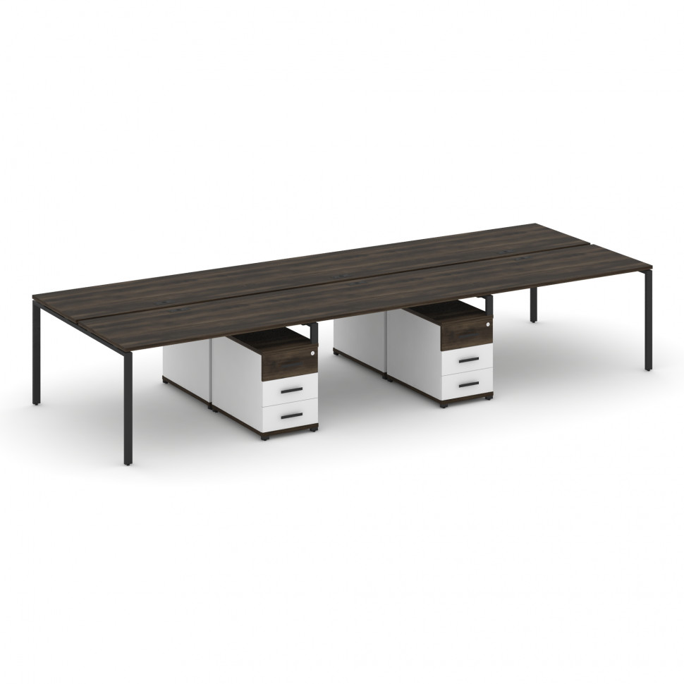 Concept Рабочая станция 6 мест с 2 двухсторонними опорными тумбами CN.DRS-343 B Дуб Мали/Белый Брилл