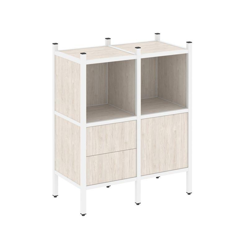 Loft Прямой стеллаж VR.L-02 Денвер Светлый/Металл Белый 862*446*1047 Loft Прямой стеллаж VR.L-02 Денвер Светлый/Металл Белый 862*446*1047