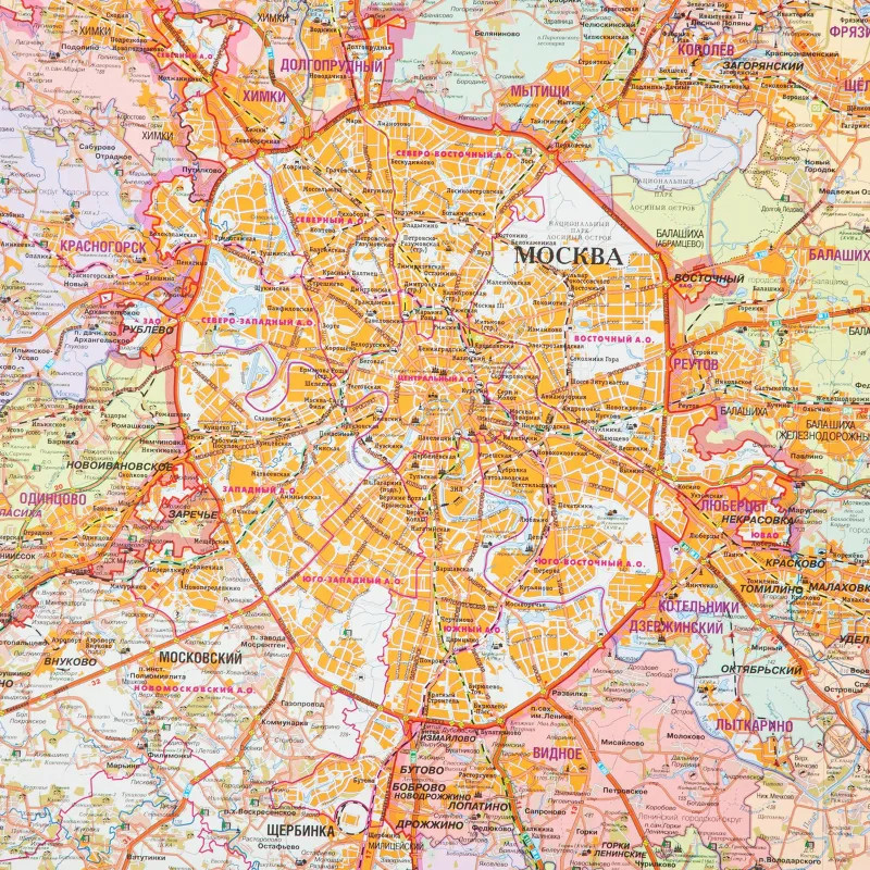 Карта настенная Москва и Московская область админ.1:170тыс