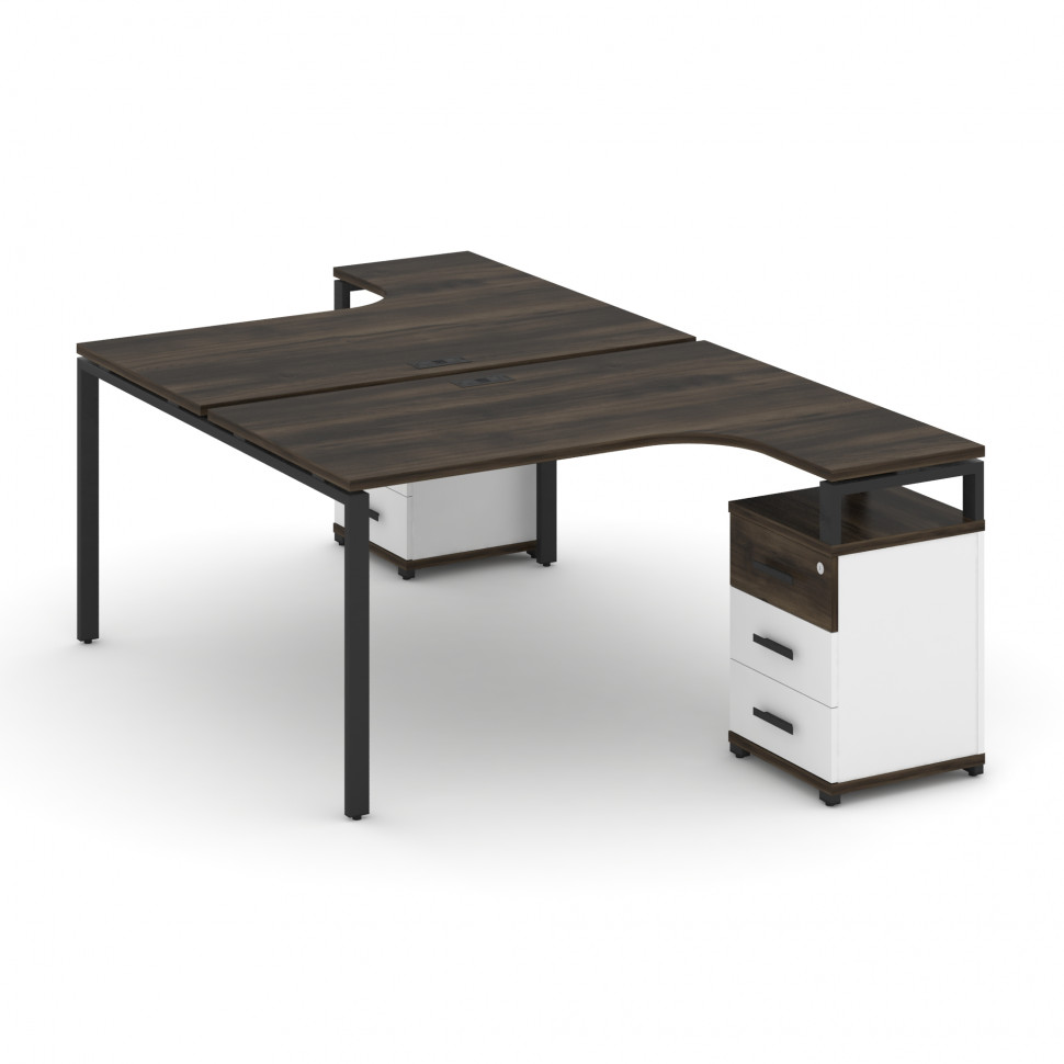 Concept Рабочая станция с 2 опорными тумбами CN.DSA-305 B Дуб Мали/Белый Бриллиант/Металл Черный 138