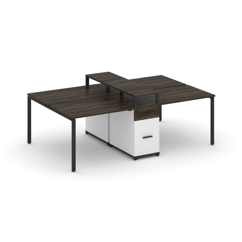 Concept Рабочая станция 4 места с 1 опорной тумбой CN.DRS-437 B Дуб Мали/Белый Бриллиант/Металл Черн