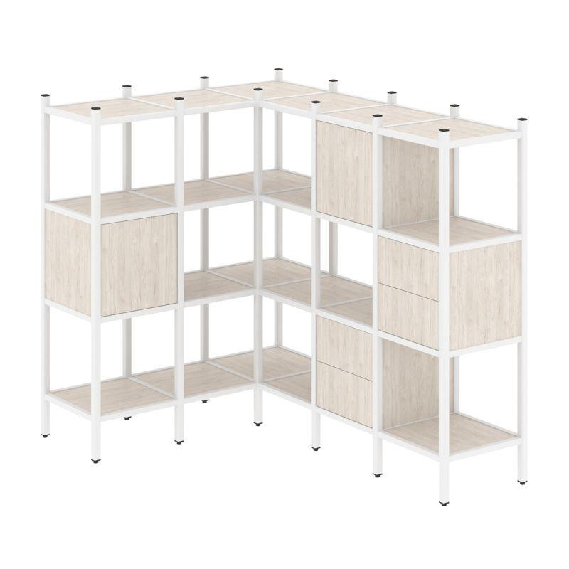 Loft Угловой внутренний стеллаж VR.L-30 Денвер Светлый/Металл Белый 1278*1694*1458 Loft Угловой внутренний стеллаж VR.L-30 Денвер Светлый/Металл Белый 1278*1694*1458