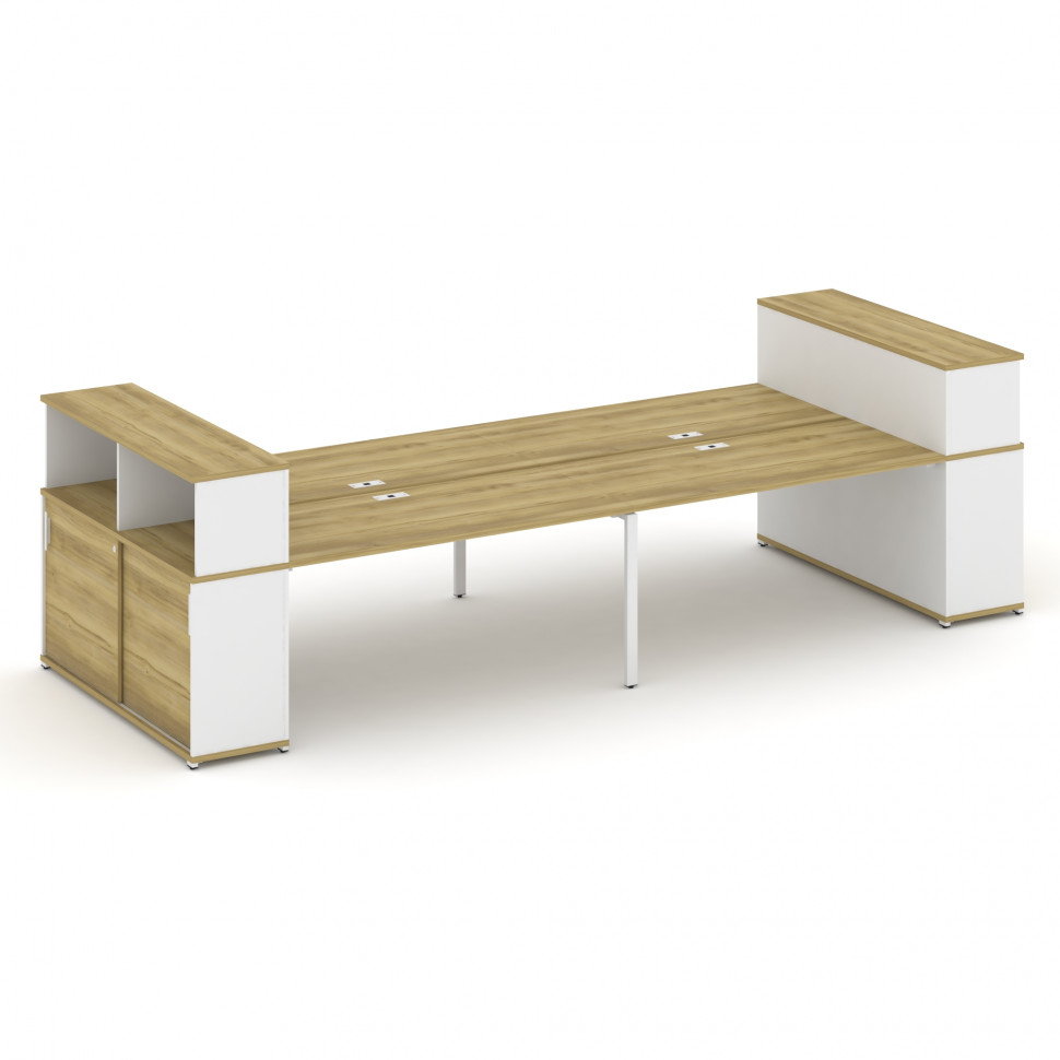 Concept Рабочая станция с опорными шкафами-купе с надставкой низ. CN.DRS-284 W Дуб Винченцо/Белый Бр
