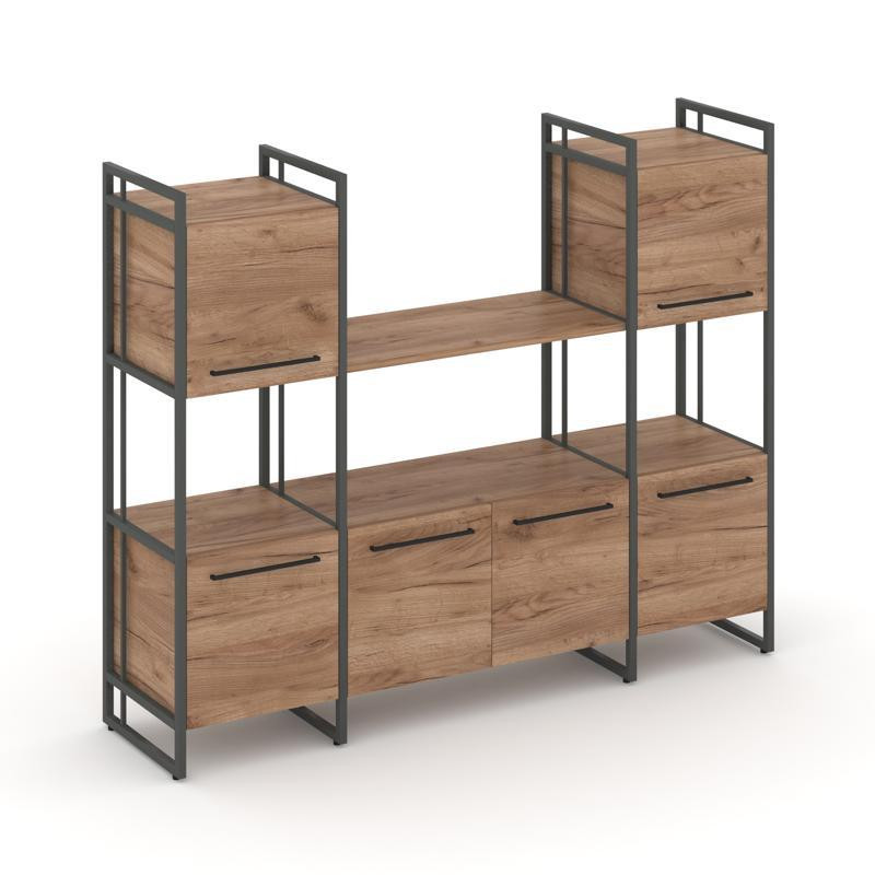 Rift Шкаф комбинированый RF.NS-002 Дуб Табак/Металл Антрацит/Черный Ручки 1598*396*1286 Rift Шкаф комбинированый RF.NS-002 Дуб Табак/Металл Антрацит/Черный Ручки 1598*396*1286