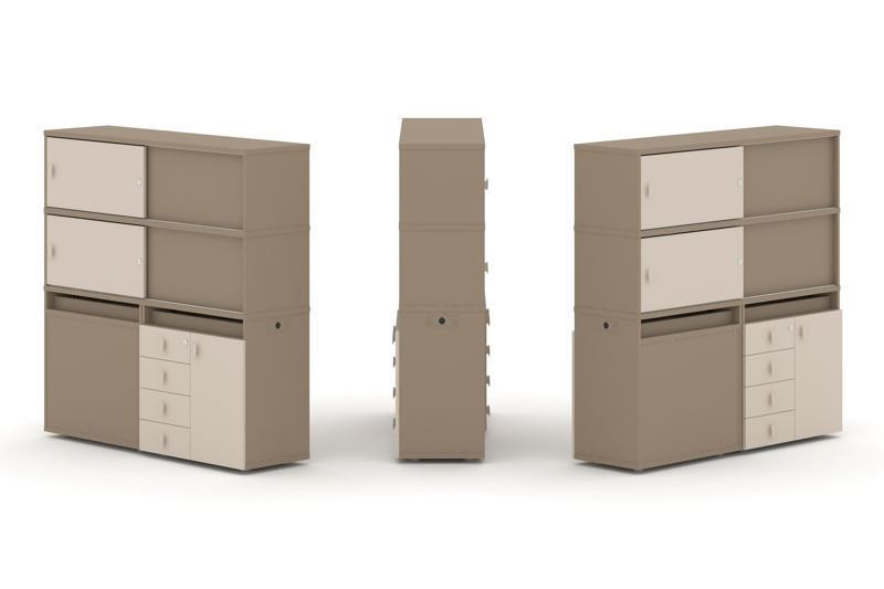 Estetica Набор №25. Тумба двойная+высокая надставка ES.NB.2V-25 Латте/Капучино 1500*410*1520