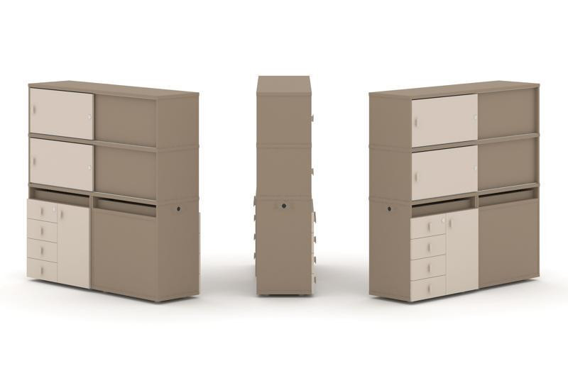 Estetica Набор №25. Тумба двойная+высокая надставка ES.NB.2V-25 Латте/Капучино 1500*410*1520