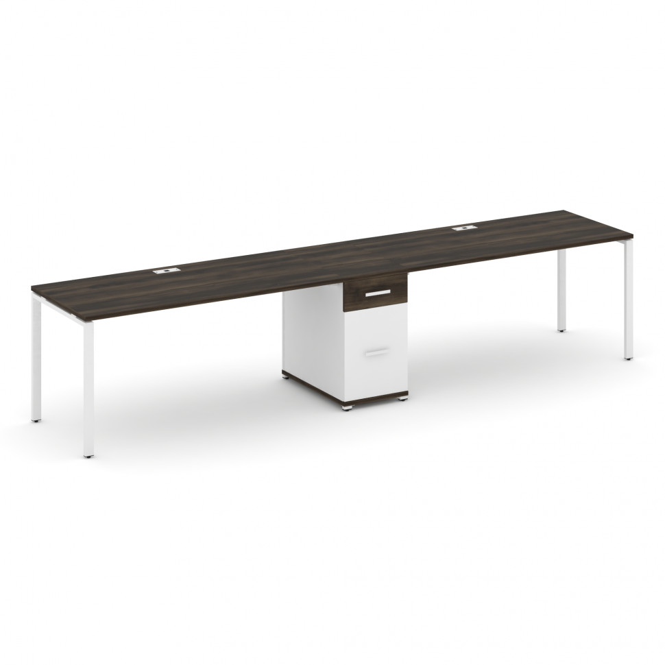 Concept Рабочая станция 2 места с 1 опорной тумбой CN.ORS-408 W Дуб Мали/Белый Бриллиант/Металл Белы
