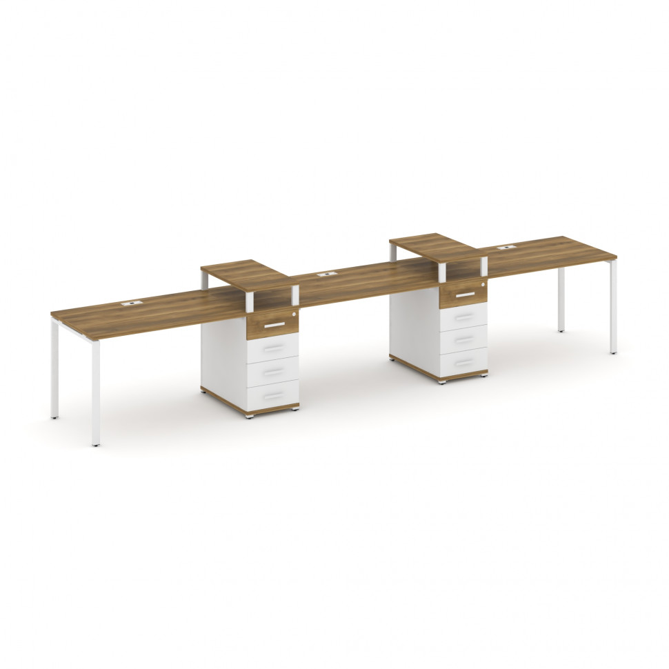 Concept Рабочая станция 3 места с 2 опорными тумбами CN.ORS-450 W Сандал Янтарный/Белый Бриллиант/Ме Concept Рабочая станция 3 места с 2 опорными тумбами CN.ORS-450 W Сандал Янтарный/Белый Бриллиант/Ме