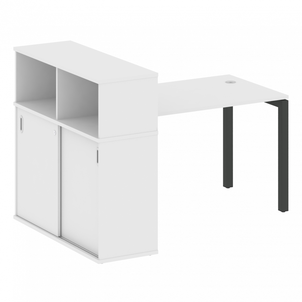 Metal System Quattro Стол письменный с шкафом-купе на П-образном м/к 50БП.РС-СШК-3.2 Т Белый/Металл