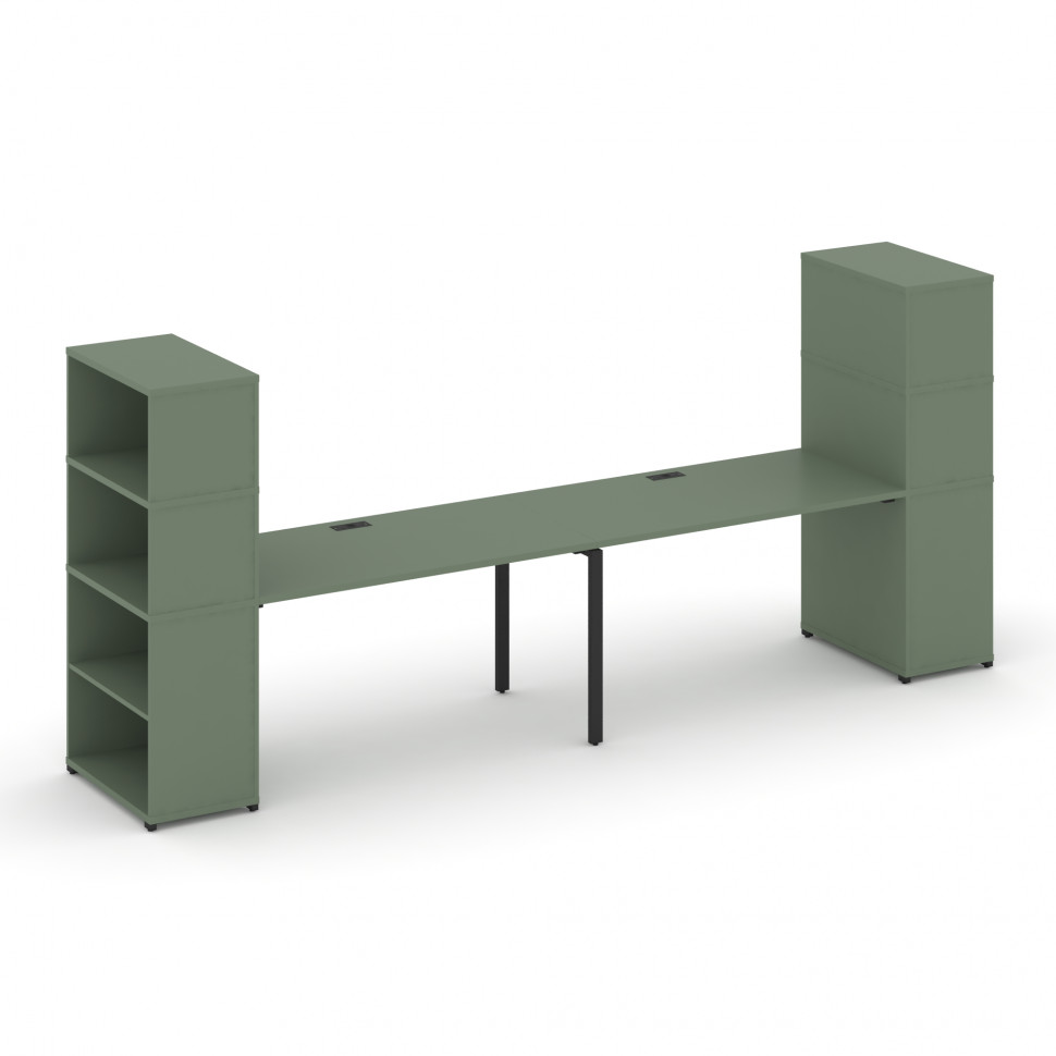 Concept Рабочая станция с опорными стеллажами с надставкой выс. CN.ORS-214 Кобо/Металл Черный 3200*7