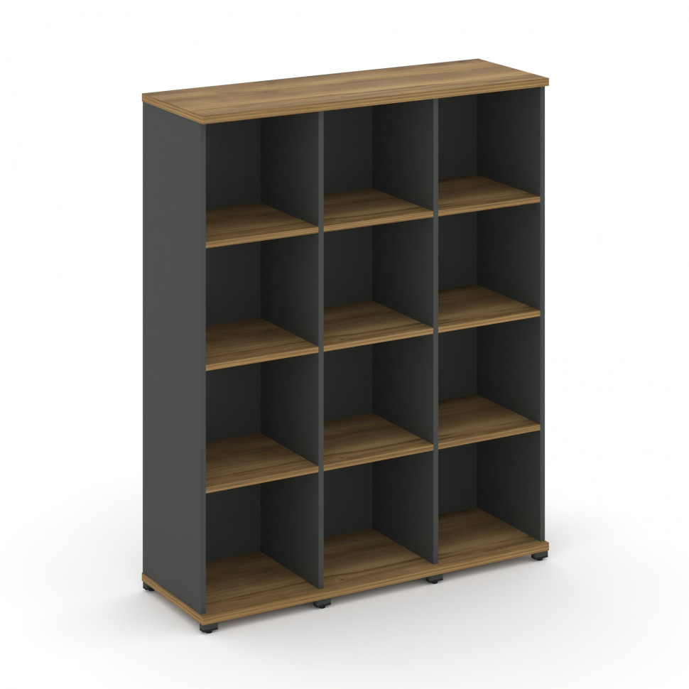 Concept Стеллаж 3 узкие секции, 4 ниши CN.STU-430 Сандал Янтарный/Антрацит/Металл Антрацит 1252*420*