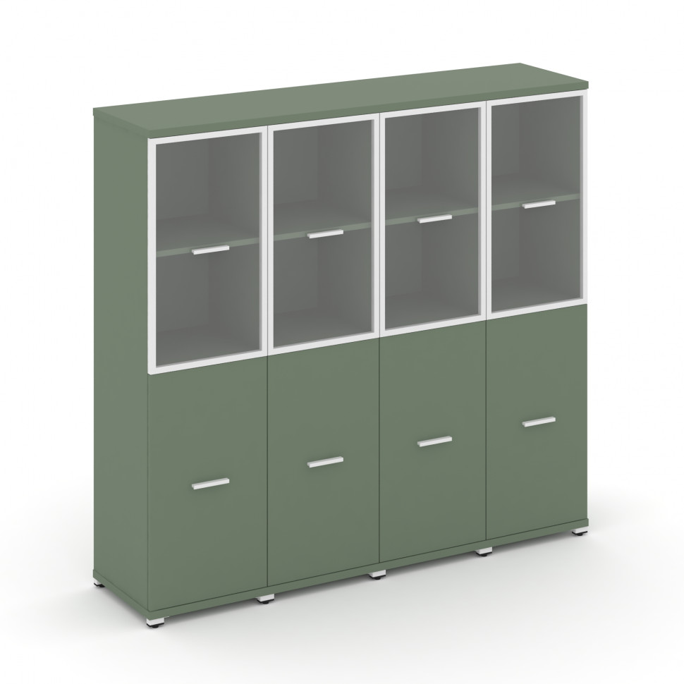 Concept Шкаф 4 узкие секции, 4 ниши CN.STU-442 RPW W Кобо/Металл Белый/Прозрачный 1668*420*1554