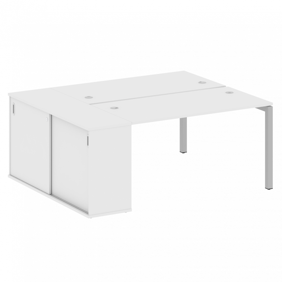 Metal System Quattro Рабочая станция с шкафом-купе на П-образном м/к 50БП.РС-СШК-1.3 Т Белый/Металл