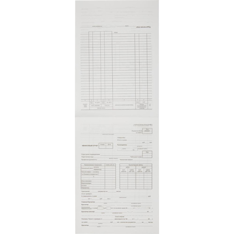 Бланк Авансовый отчет форма АО-1 А4  1у/5кн по 100л газетка(упаковка крафт)