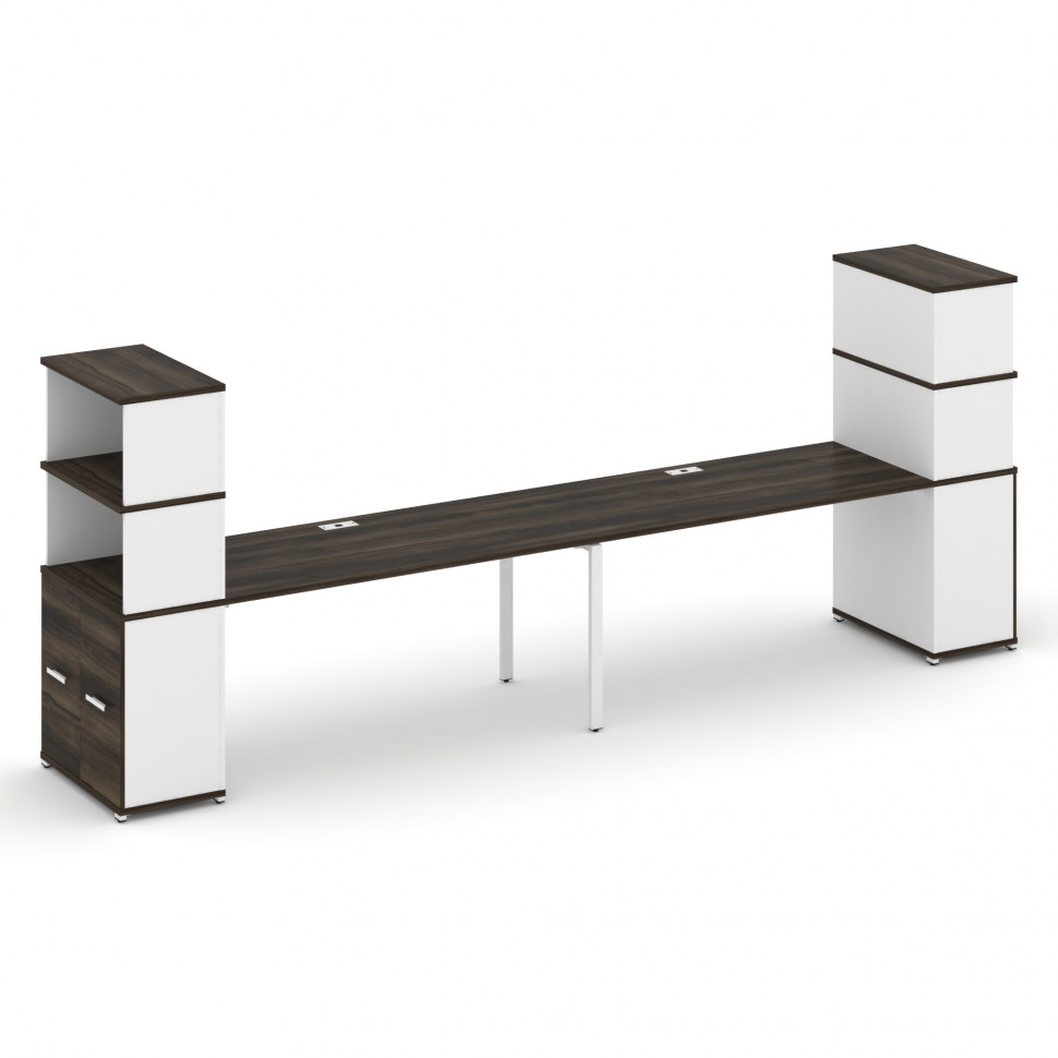 Concept Рабочая станция с опорными распаш. шкафами с надставкой выс. CN.ORS-232 W Дуб Мали/Белый Бри Concept Рабочая станция с опорными распаш. шкафами с надставкой выс. CN.ORS-232 W Дуб Мали/Белый Бри