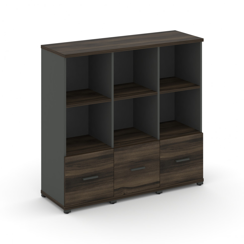 Concept Шкаф 3 узкие секции, 3 ниши CN.STU-331 A Дуб Мали/Антрацит/Металл Антрацит 1252*420*1186