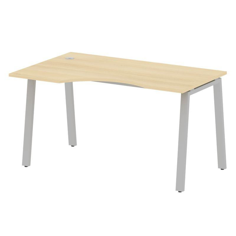 Metal System Стол криволинейный левый на А-образном м/к БА.СА-2 (L) Акация Лорка/Металл Серый 1400*9