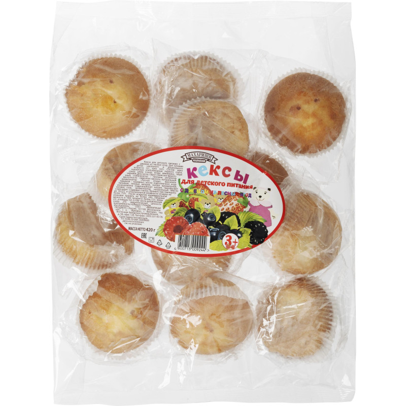 Кекс Махариши для детского питания с джемом из лесных ягод, 420г