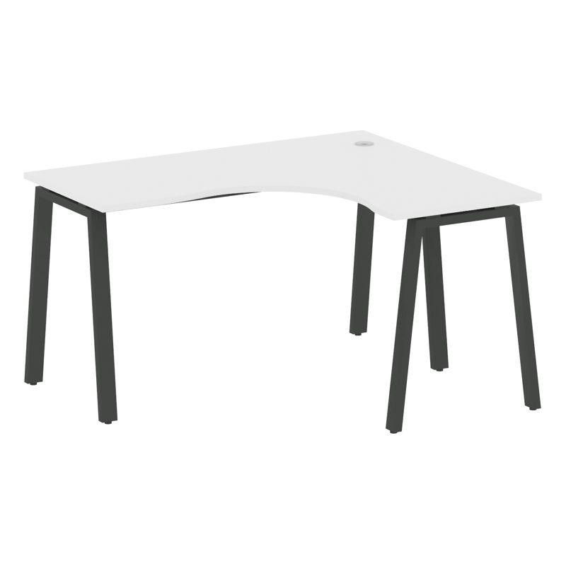 Metal System Стол криволинейный правый на А-образном м/к БА.СА-3 (R) Белый/Металл Антрацит 1400*1200