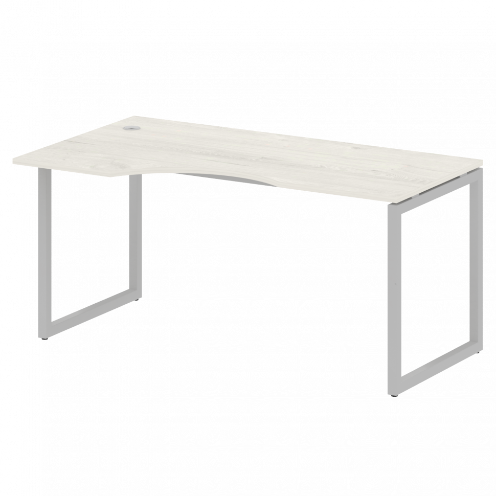 Metal System Quattro Стол криволинейный левый на О-образном м/к 40БО.СА-1 (L) Дуб Наварра/Металл Сер
