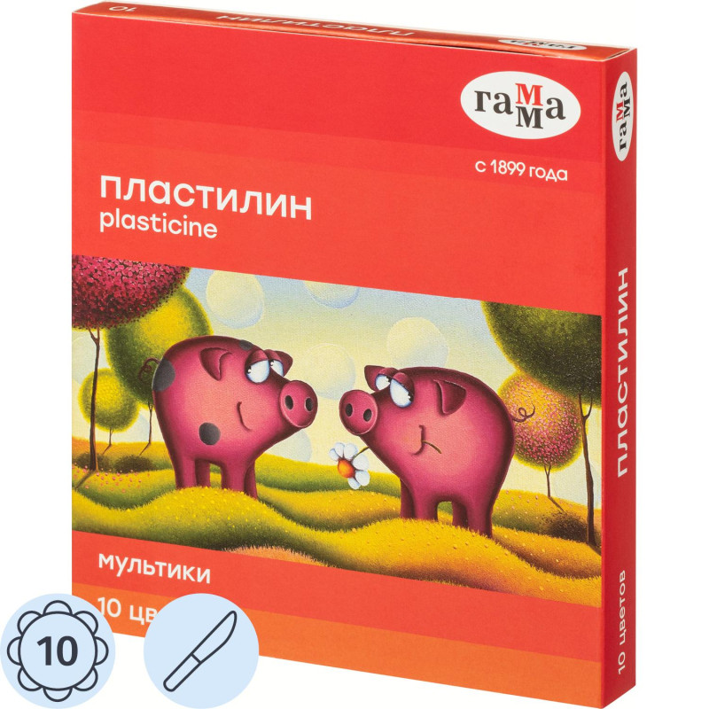 Пластилин Гамма Мультики 10цв 200гр со стеком