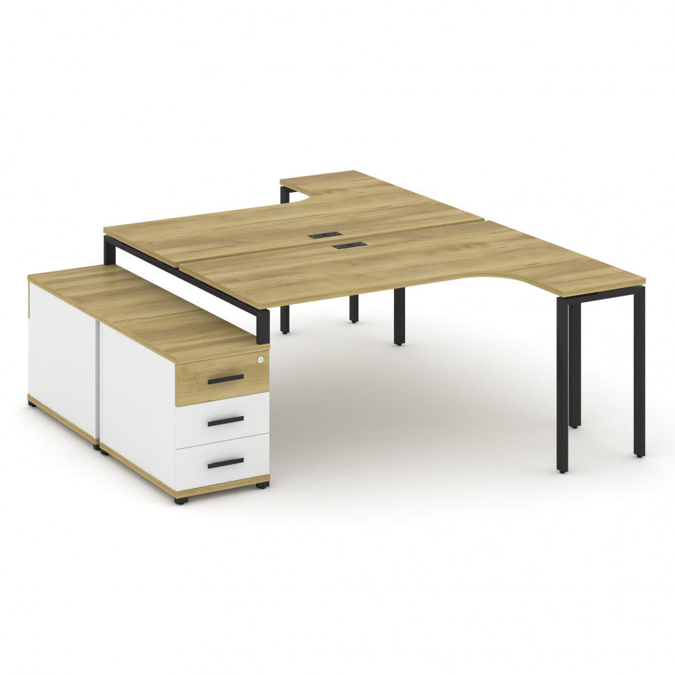 Concept Рабочая станция с двойной опорной тумбой CN.DSA-302 B Дуб Винченцо/Белый Бриллиант/Металл Че