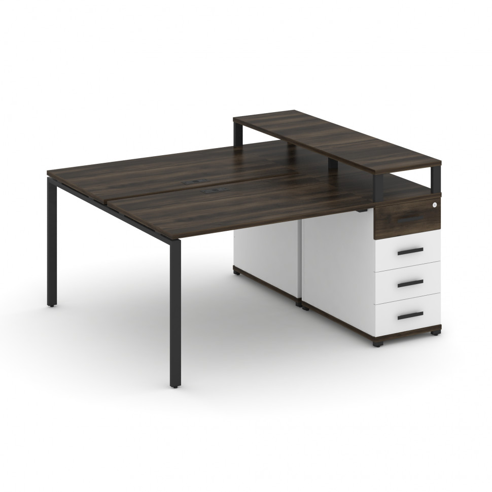 Concept Рабочая станция с 1 опорной тумбой CN.DRS-410 B Дуб Мали/Белый Бриллиант/Металл Черный 1600*
