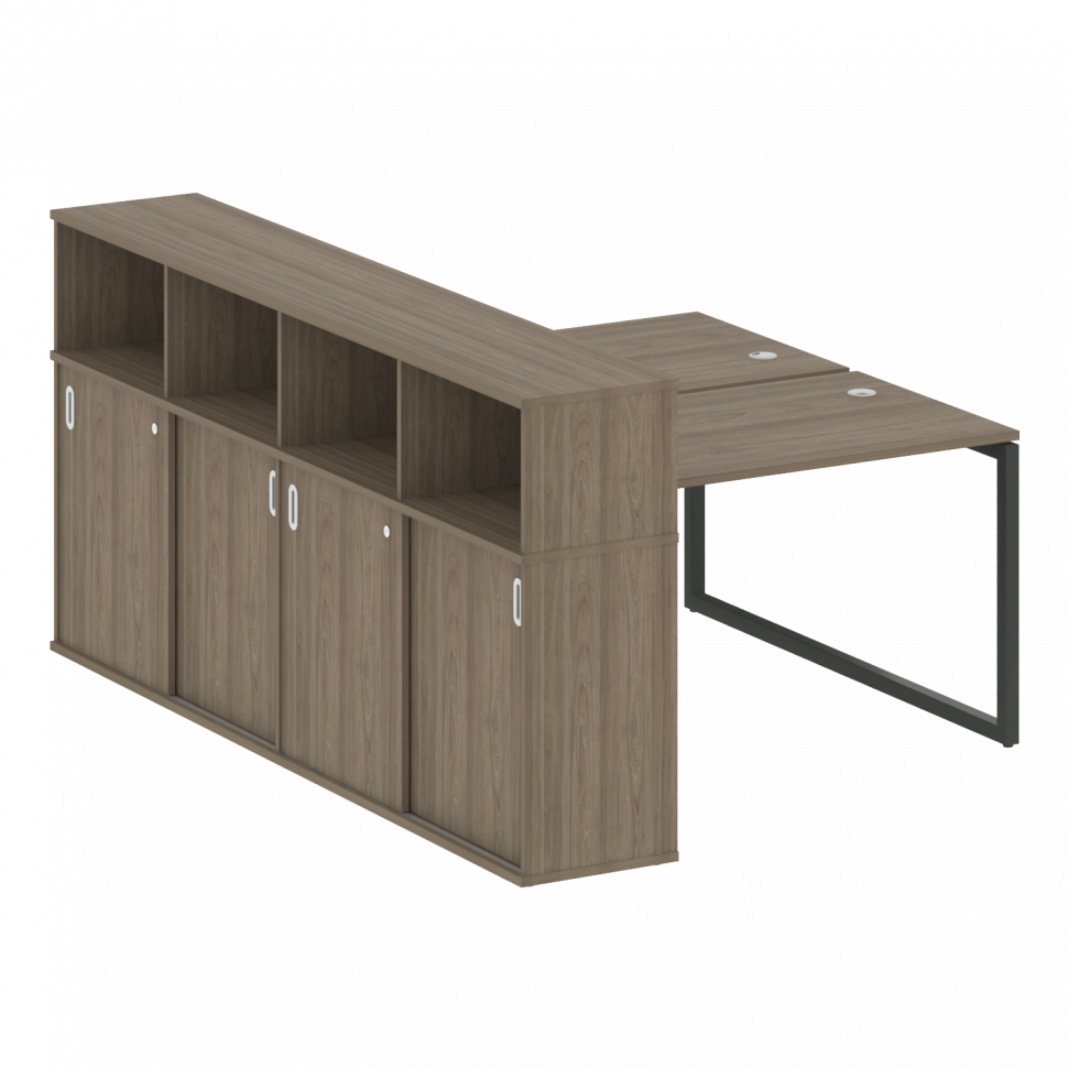 Metal System Quattro Рабочая станция с шкафом-купе на О-образном м/к 40БО.РС-СШК-4.2 Т Вяз Благородн