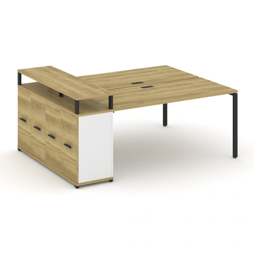 Concept Рабочая станция с опорным распаш. шкафом с верх. горизонтом  CN.DRS-224 B Дуб Винченцо/Белый