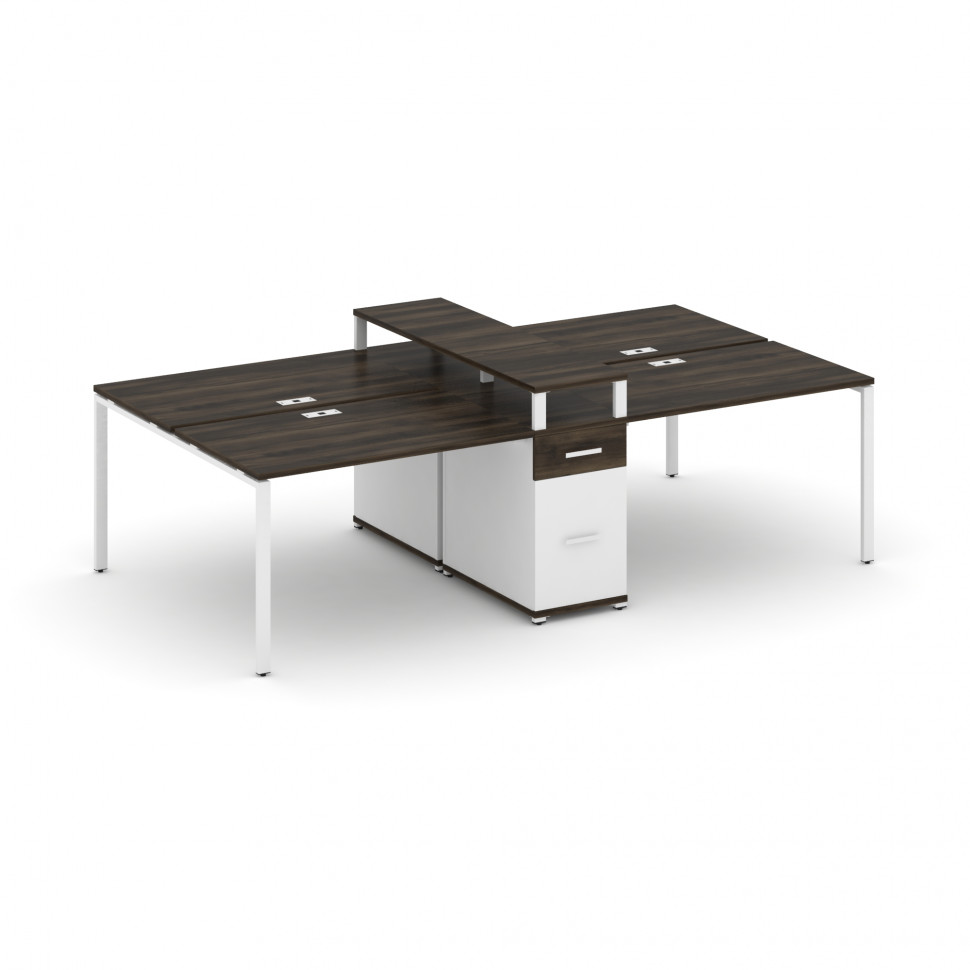 Concept Рабочая станция 4 места с 1 опорной тумбой CN.DRS-438 W Дуб Мали/Белый Бриллиант/Металл Белы Concept Рабочая станция 4 места с 1 опорной тумбой CN.DRS-438 W Дуб Мали/Белый Бриллиант/Металл Белы