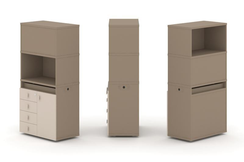 Estetica Набор №2. Тумба одиночная+высокая надставка ES.NB.1V-2 Латте/Капучино 750*410*1520