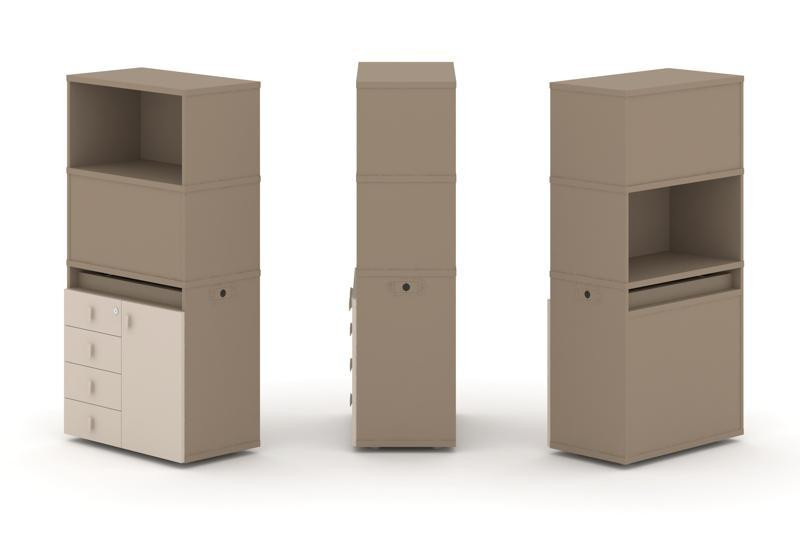 Estetica Набор №2. Тумба одиночная+высокая надставка ES.NB.1V-2 Латте/Капучино 750*410*1520