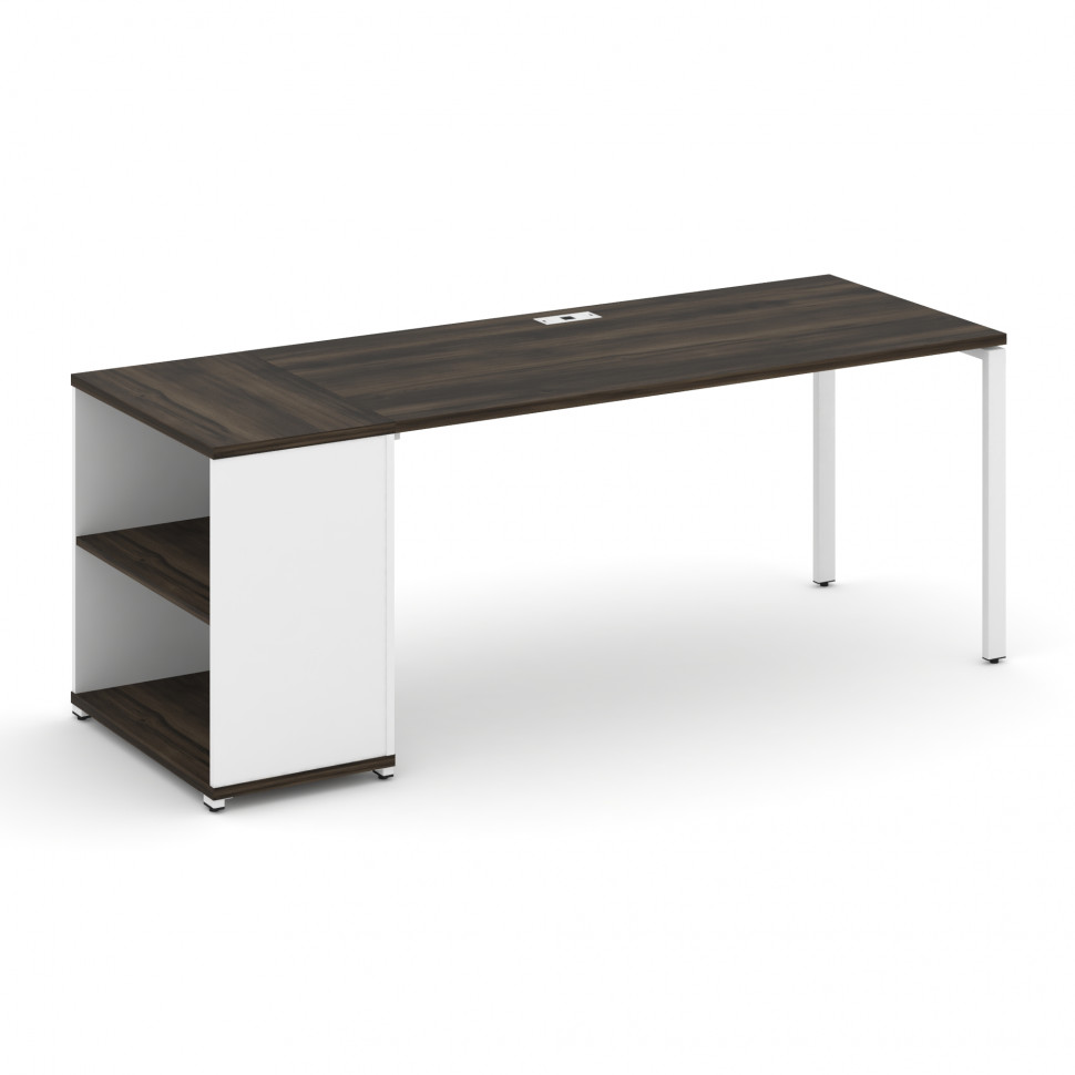 Concept Стол рабочий с опорным стеллажом CN.SP-204 Дуб Мали/Белый Бриллиант/Металл Белый 2000*720*75 Concept Стол рабочий с опорным стеллажом CN.SP-204 Дуб Мали/Белый Бриллиант/Металл Белый 2000*720*75