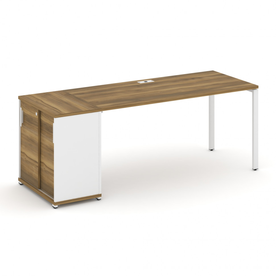 Concept Стол рабочий с опорным шкафом-купе CN.SP-236 W Сандал Янтарный/Белый Бриллиант/Металл Белый Concept Стол рабочий с опорным шкафом-купе CN.SP-236 W Сандал Янтарный/Белый Бриллиант/Металл Белый
